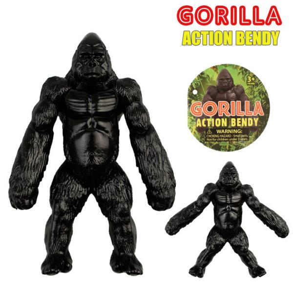 ゴリラフィギュア 手を挙げたポーズ ゴリラ アクション ベンディ Gorilla Action Bendy 曲がる