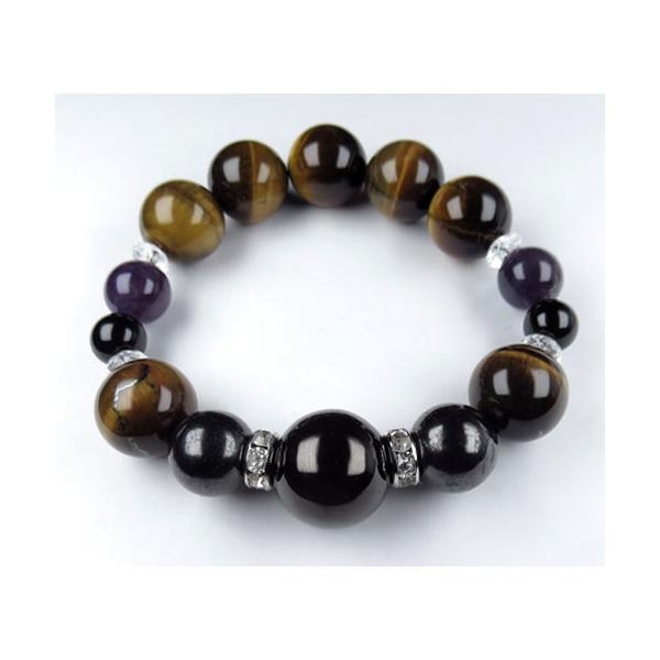 シュンガイト・ジェット・タイガーアイブレスレット B1shund211