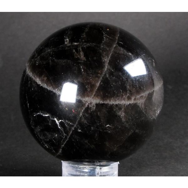 モリオン 黒水晶 40mm スフィア 丸玉 虹あり 天然石 究極の破邪の石