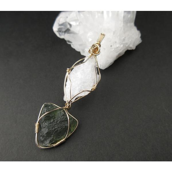 アゾゼオ アゼツライト＆モルダバイト 14KGFペンダント ヘブンアンド