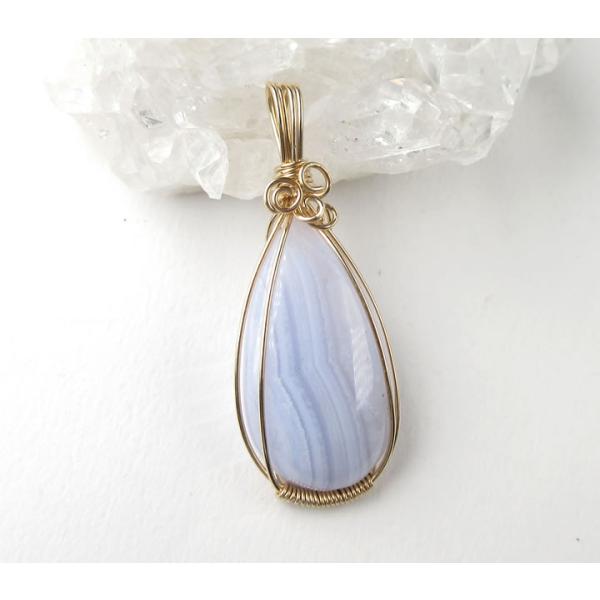 ブルーレースアゲート 14kgfペンダント 穏やかな波紋が心を包む癒しの