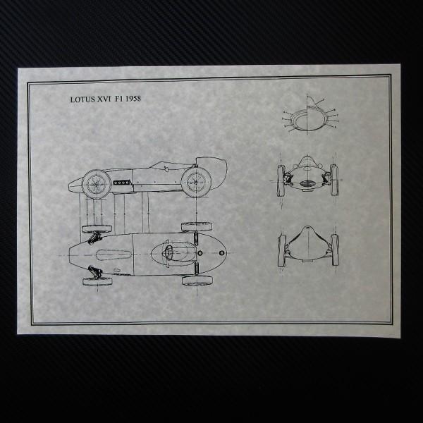 ���[�^�X LOTUS XVI �e1 1958 �O�ʐ} �v�����g A3�T�C�Y