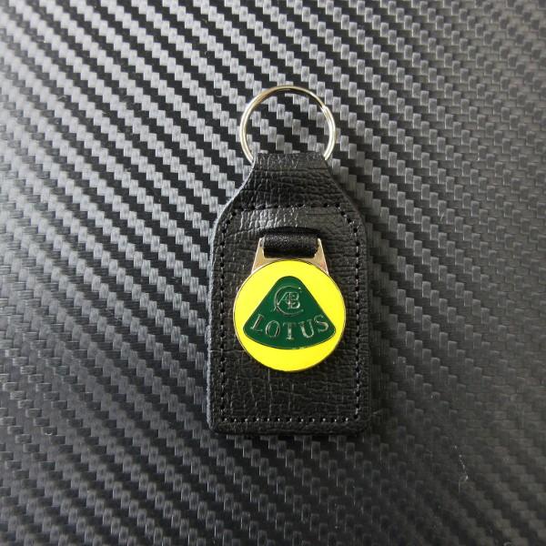 ロータス LOTUS  レザーキーホルダー ブラック イエローバッジ 四角