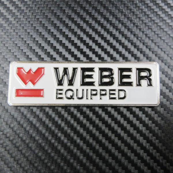ウェーバーメタルバッジ WEBER EQUIPPED 横長 四角 テープ貼り付けタイプ