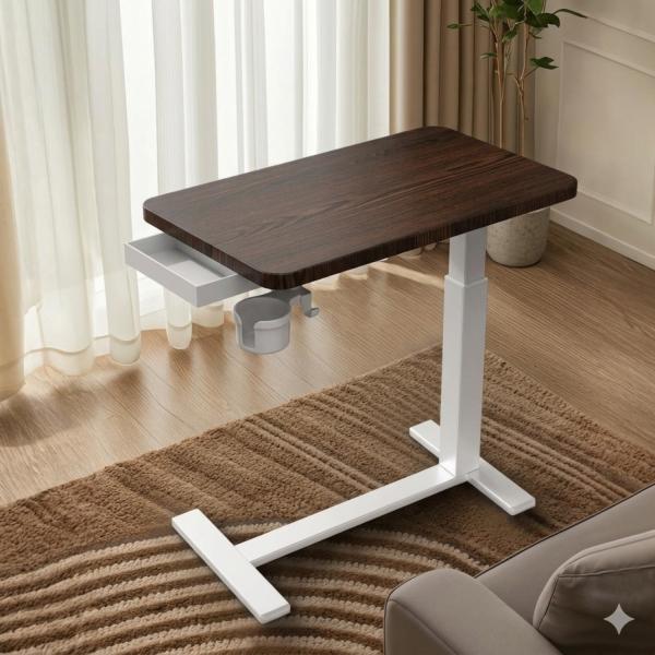 マルチテーブル 64cm〜102cm高さ調整 テーブル 幅68cm キャスター付き ベッドテーブル ベッドサイド 送料無料 サイドテーブル 机 パソコンデスク ソファテーブル