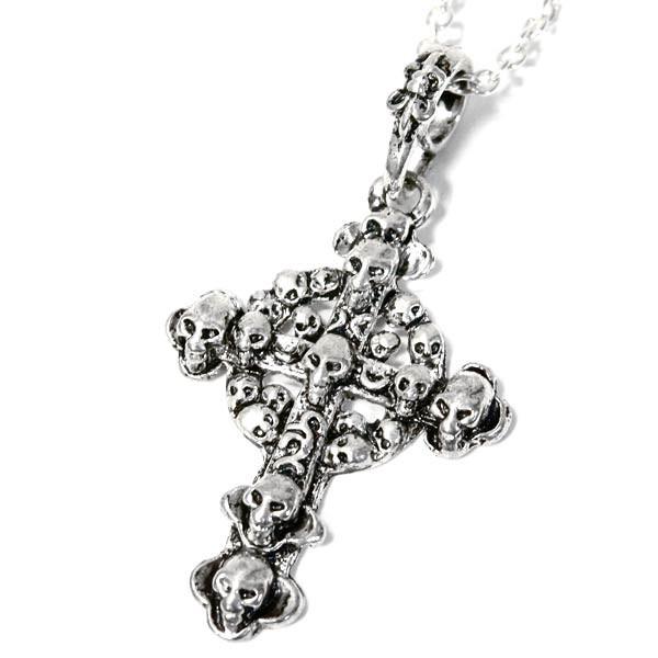 スカル 髑髏 集合体 クロス 十字架 メンズ ペンダント ネックレス