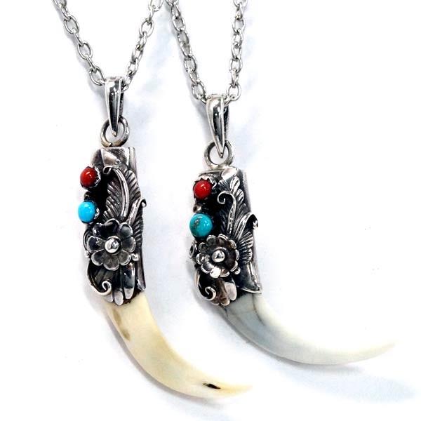 Indian Jewelry インディアンジュエリー ペンダント ネックレス 牙 牛