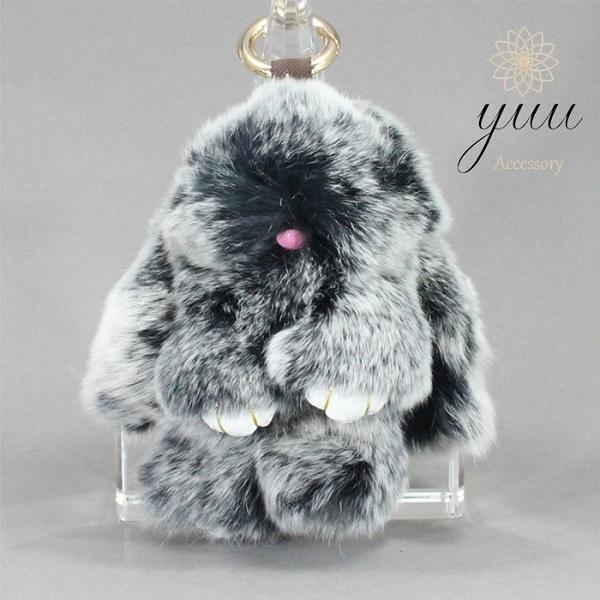 メール便で送料無料】 うさぎ チャーム ミニ ミックス ラビットファー