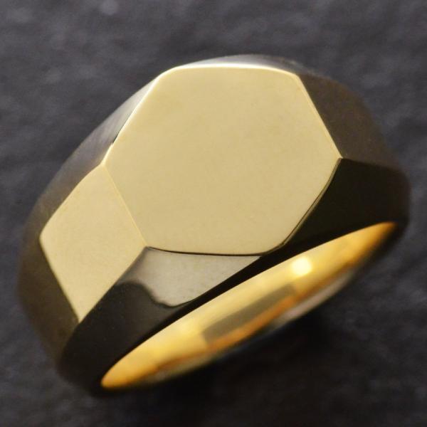 印台リング K18 18k 指輪 18金 メンズ ゴールド 地金 裏抜き無し 男性