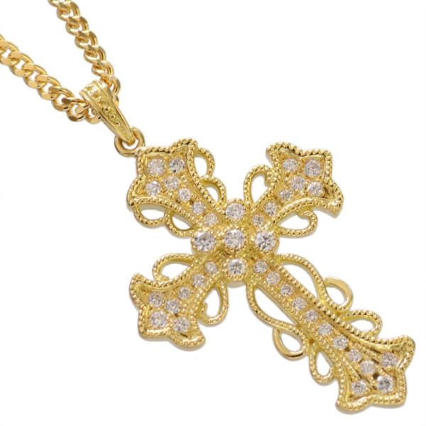 18金 ネックレス メンズ K18 喜平ネックレス ダイヤモンド クロス  