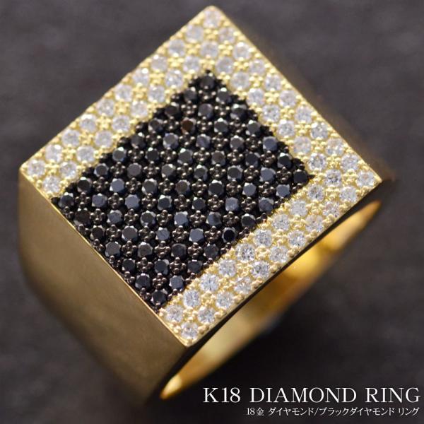 18金メンズリングブラックダイヤモンド印台♪