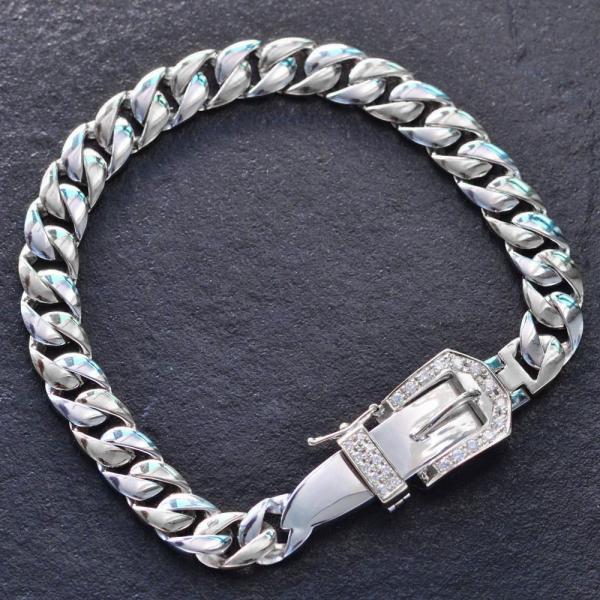 喜平 ブレスレット 純プラチナ Pt999 メンズ ダイヤモンド バックル