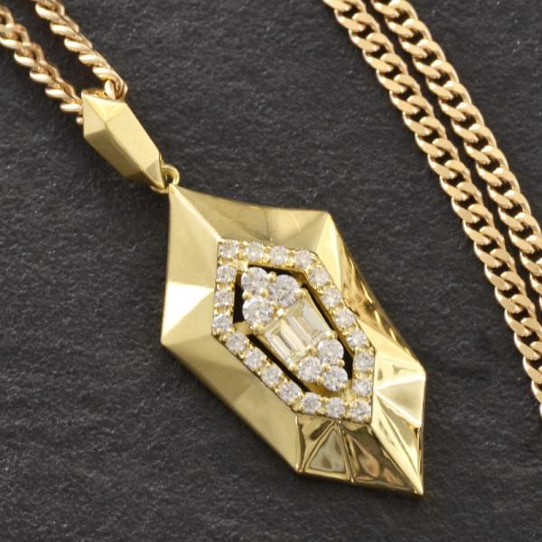 18金 喜平 ネックレス メンズ ダイヤモンド K18 18K バゲットカット