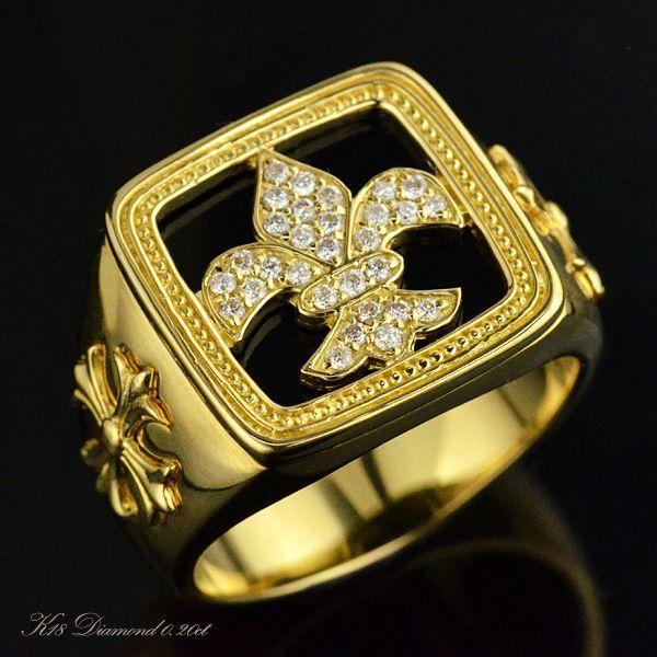 オニキス K18×ダイヤリング・オニキス18金デザインリングスイング