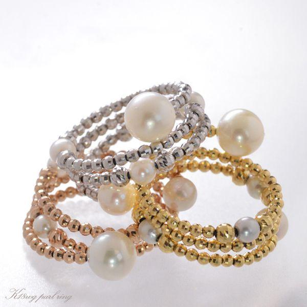 指輪 リング レディース 18金 K18 あこや本真珠 ミラーボール