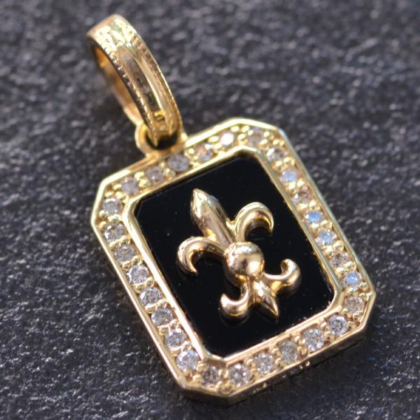 K18 18金百合紋章ペンダントトップ