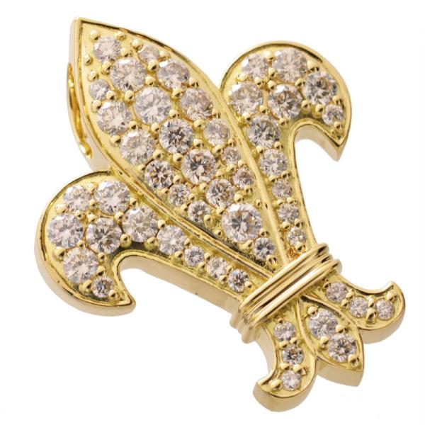 ペンダントトップ メンズ K18 18金 ダイヤモンド オニキス 百合の紋章