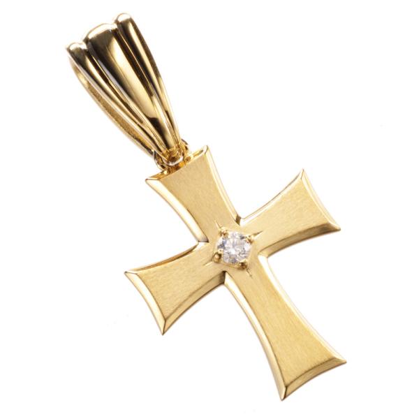 ペンダントトップ メンズ K18 18金 ダイヤモンド クロス イエロー