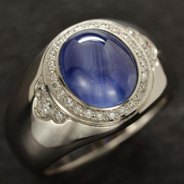 メンズリング プラチナ 指輪 スターサファイア ダイヤモンド Pt950 地