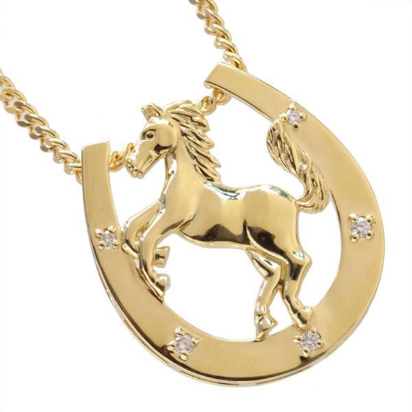 喜平 ネックレス 18金 メンズ K18 ダイヤモンド馬蹄ホースシューペンダント