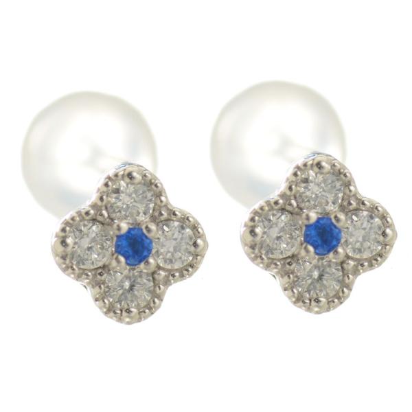 ピアス レディース プラチナ Pt900 ミル打ち フラワー アウイナイト  