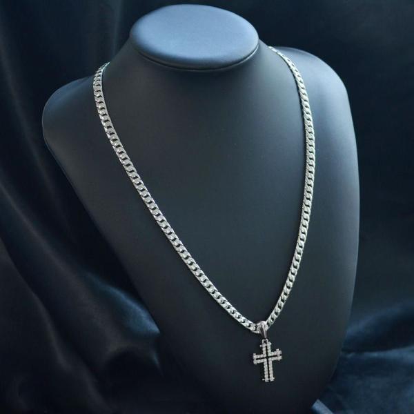 プラチナ ネックレス 喜平ネックレス ダイヤモンド クロス メンズネックレス 十字架 Pt900 1.2カラット 小サイズ ペンダントトップセット