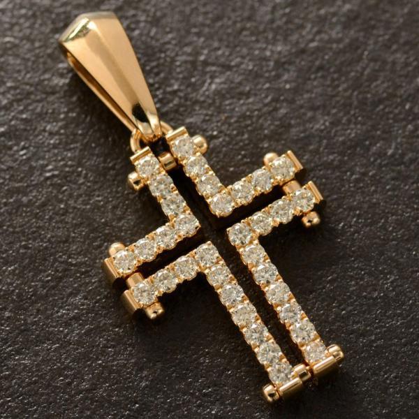 クロス /十字架 ダイヤモンド 0.50ct ペンダントトップ K18ゴールド 