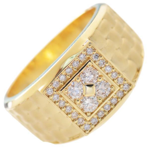 18金 ダイヤ 印台リング 18金 ダイヤモンド 印台 デザイン リング / K18 Diamond design