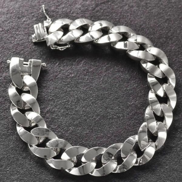 K18WG 喜平 ブレスレット メンズ 18金 ホワイトゴールド 18cm 幅広