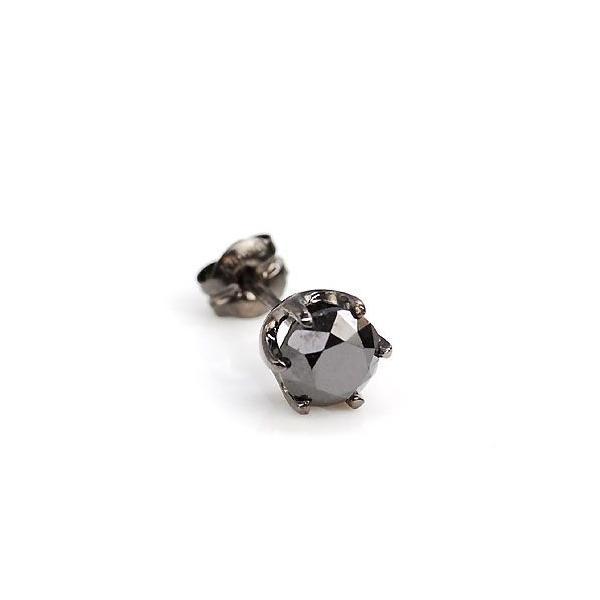 K18WG ブラックダイヤモンド0.20ct 片耳ピアス ブラックメッキ 