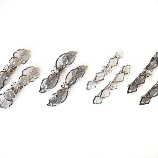 バレッタ 2個セット レディース ヘアアクセサリー メタルメッシュ 軽量タイプ 小さめ