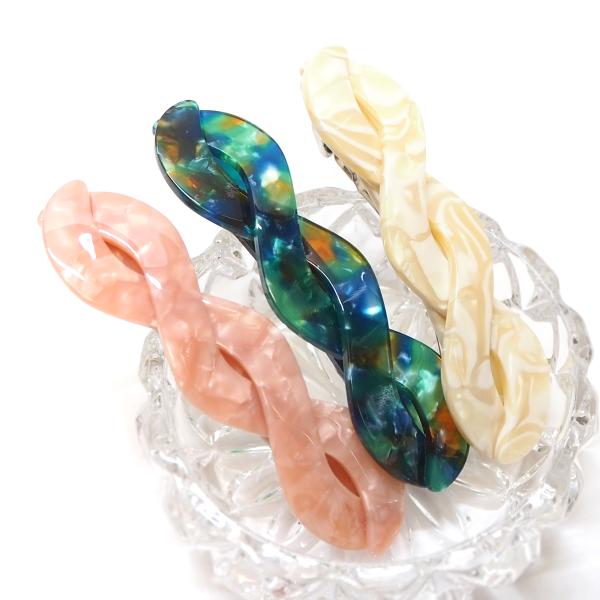 バレッタ マーブル べっ甲柄 レディース ヘアアクセサリー