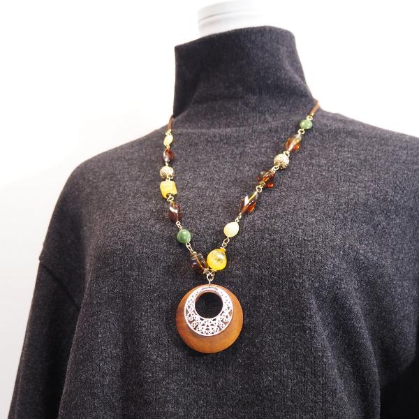 木製ブラウン多層ネックレス accessoryshopnana2_nek0044