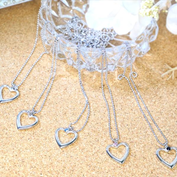 ネックレス レディース プチペンダント ハート 透かしハート ショート