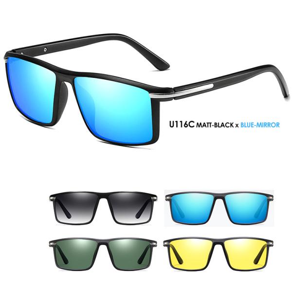 偏光サングラス U116 UVカット 男女兼用 グレーハーフ ブルーミラー