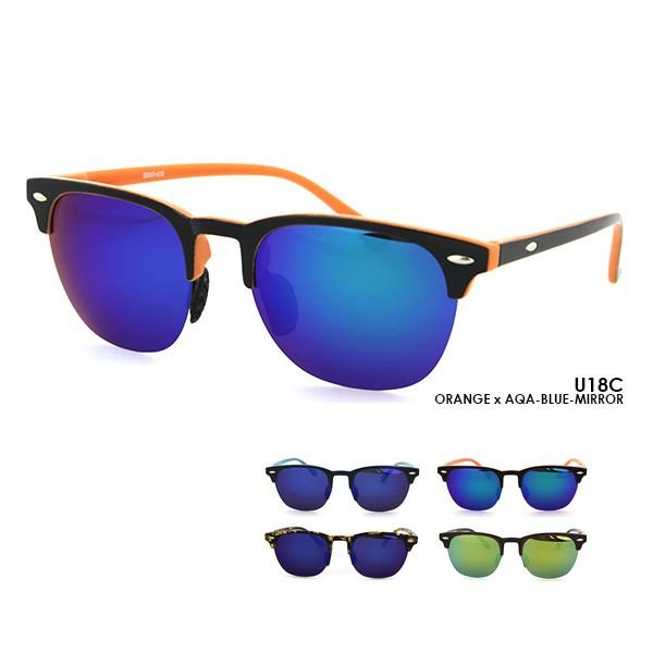 【ＳＰＥＣ】□商品名：偏光 ブロー サングラス□ブランド：１０３０３+Ｕ□型番：Ｕ18□フレームカラー：ブルー・ブラウンデミ・オレンジ・ブラウン□レンズカラー：ブルーミラー・アクアグリーンミラー・ゴールドミラー□サイズ：高さ/45mm-横/...