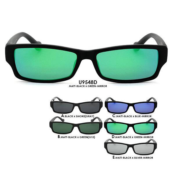 【ＳＰＥＣ】□商品名：偏光サングラス（ミラーサングラス）□型番：U9548□フレームカラー：ブラック・マットブラック□レンズカラー：スモーク（グレー）・グリーン（Ｇ１５）・ブルーミラー・グリーンミラー・シルバーミラー□サイズ：高さ/35mm...