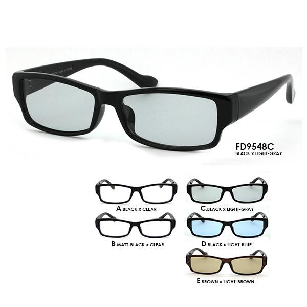 【ＳＰＥＣ】□商品名：伊達眼鏡 クリアレンズ サングラス ライトカラー□型番：FD9548□フレームカラー：ブラック、ブラウン、マットブラック□レンズカラー：クリア、ライトブラウン、ライトグレー、ライトブルー□サイズ：高さ/35mm-横/1...