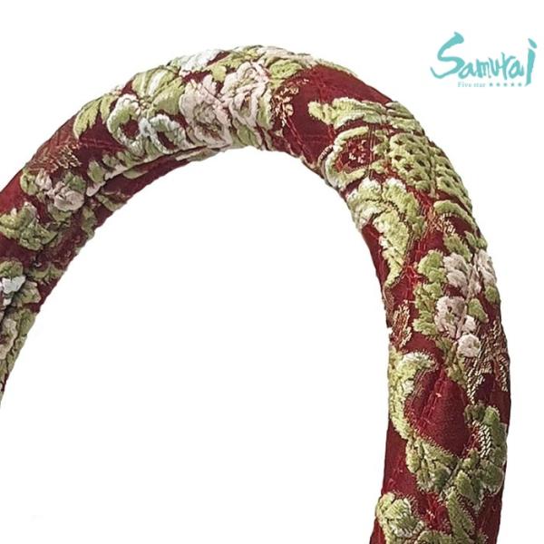 極太 ハンドルカバー 花かごレッド ダブルステッチ LS 金華山 花籠