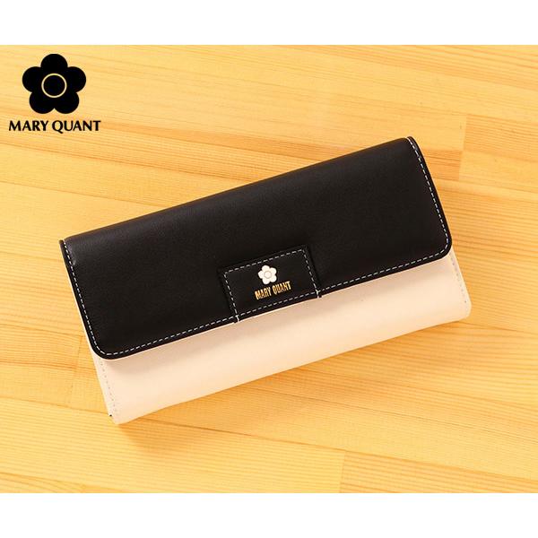 MARY QUANT マリークワント ツートンカラーロゴ かぶせ長財布 MARY QUANT マリークワント ツートンカラーロゴ かぶせ長財布