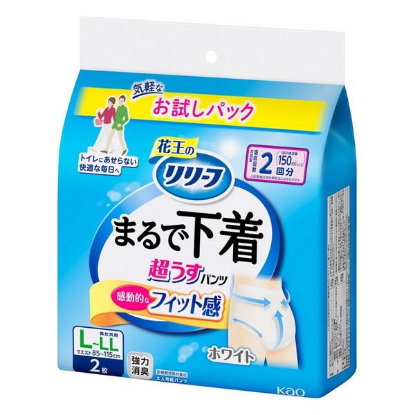 リリーフ 超うす型まるで下着 M〜Ｌ42枚が3袋+うす型1袋+24枚2袋 リリーフ 花王(株) パンツタイプ 超うす型まるで下着 2回分 ホワイト L