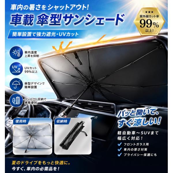 ランディ SC/SNC25 サンシェード 車内 傘型 日よけ UVカット 紫外線カット