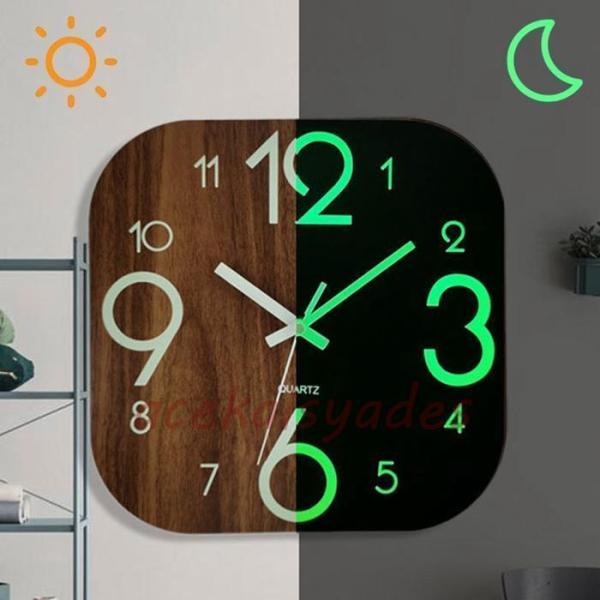 壁掛け時計 正方形 夜光 静音 おしゃれ 直径30cm