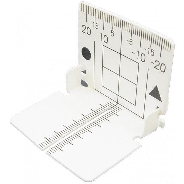 杭打ち作業で便利な目盛付プレートです。 杭上の通り芯の確認が簡単にでき、付属の反射シートを用いれば求点を素早く求めることができます。   ■仕様: サイズ:50×80mm目盛：左右25mm、前方40mm■付属品：反射シート(20×20mm×1枚)