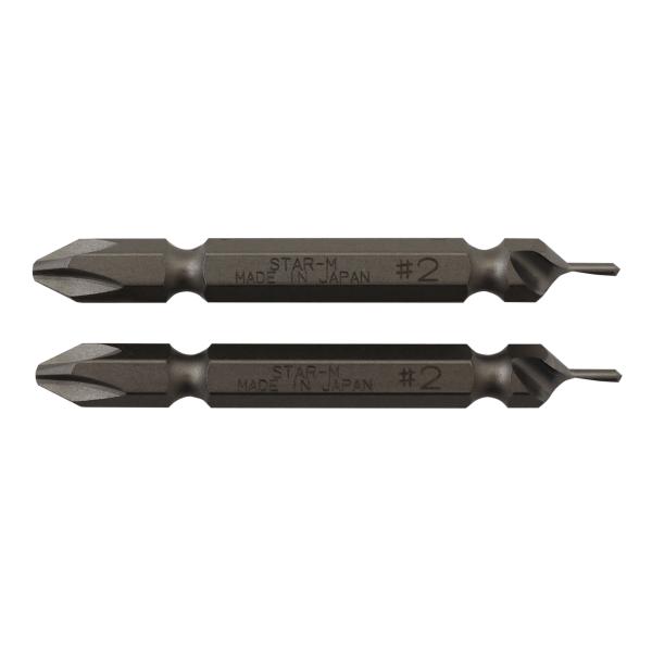 アルミサッシやシステム家具の取付けに便利です皿取加工を行うことでビス頭がきれいにおさまります[サイズ]全長：65.0mmビットサイズ：+＃2下穴サイズ：1.5mm[仕様]適用材：アルミ・一般木材材質：クロムバナジウム鋼適用機種：インパクトド...