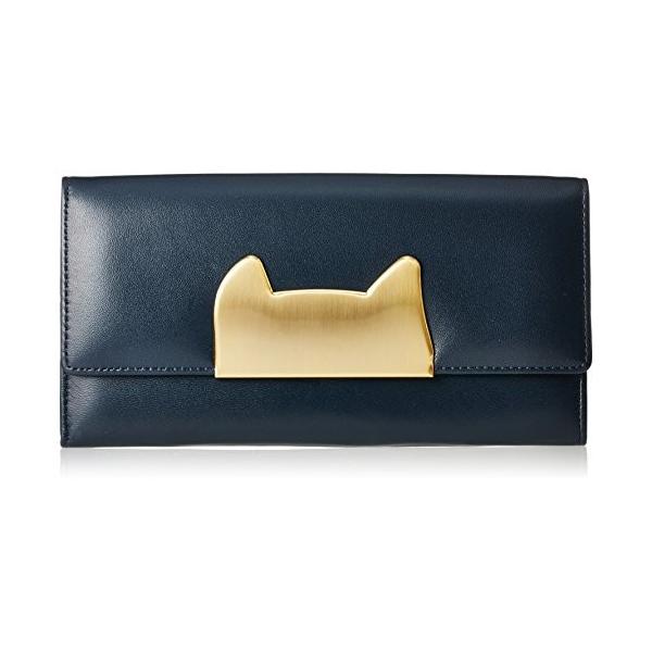 ツモリチサト 財布 被せ長財布 ネコフレーム ネイビー Acespade Acespade Select