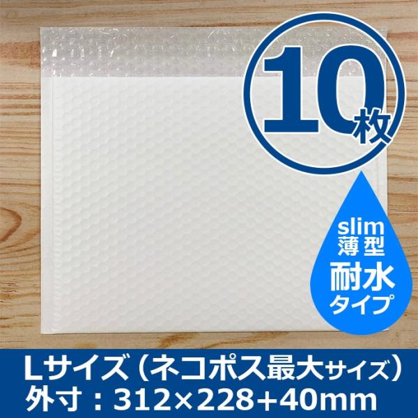 クッション封筒 Lサイズ B5大サイズ 10枚 耐水タイプ DVD2枚 ネコポス最大 スリム プチプチ袋 緩衝材 薄型 封筒 送料無料