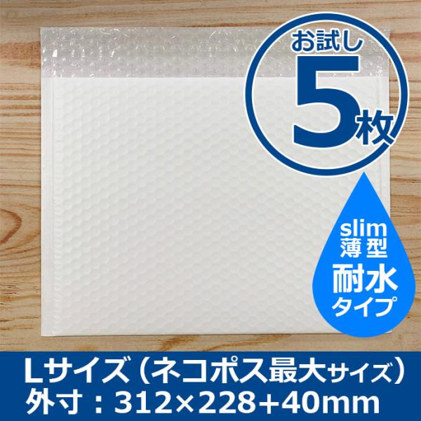 クッション封筒 Lサイズ B5大サイズ お試し5枚セット 耐水 ポリ DVD2枚 ネコポス最大 プチプチ袋 緩衝材 薄型 ポスト投函配送送料無料