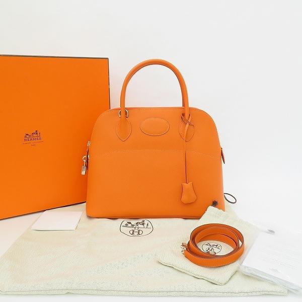 apb エルメス HERMES ボリード31 ハンドバッグ オレンジ レザー □K