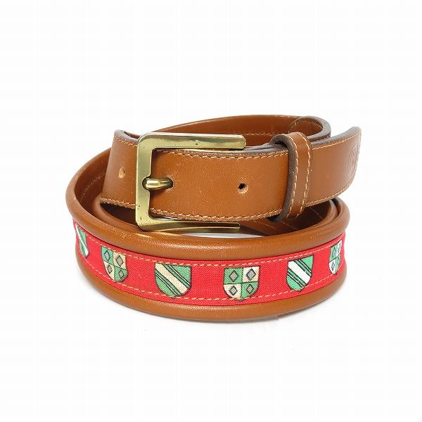 anzb オールドグッチ GUCCI ベルト 95.38 036.0238.344 茶 赤 ゴールド 